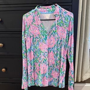 Lilly Pulitzer Pink and Green Floral Blouse